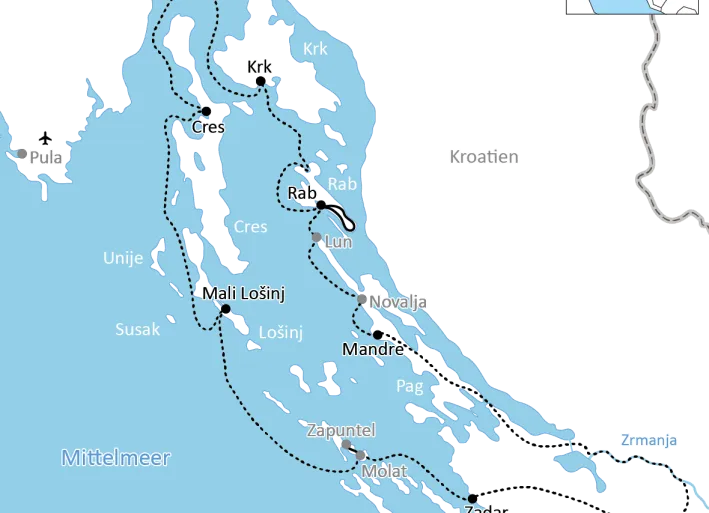 Bade-Kreuzfahrt in der Kvarner Bucht