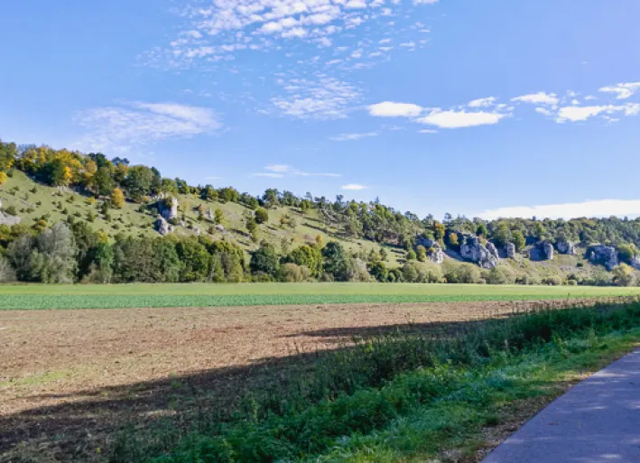 Landschaft entlang des Radwegs