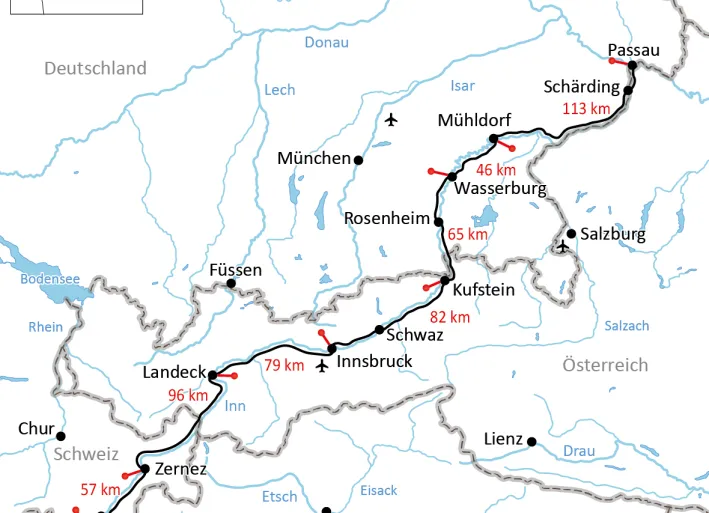 Inn-Radweg Übersichtskarte