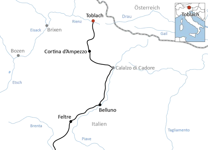 Radreise von den Dolomiten nach Venedig