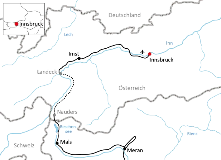 Radtour an der Etsch durch Südtirol
