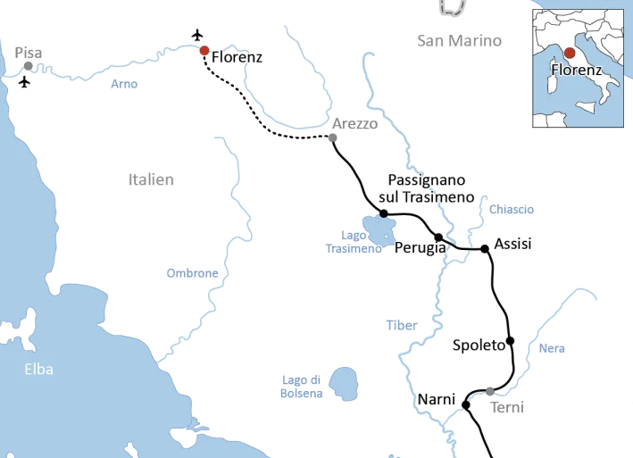 Radtour von Florenz nach Rom