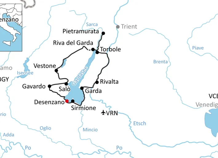 Karte zur Radtour um den Gardasee