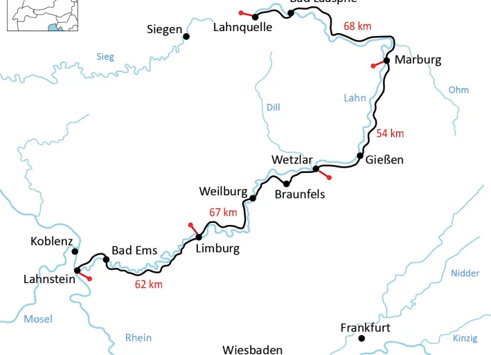 Übersichtskarte Lahn-Radweg
