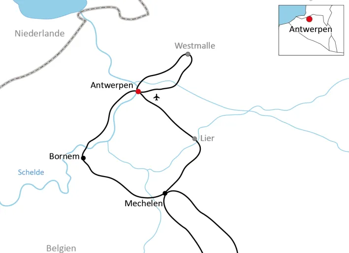 Karte zur Belgischen Biertour