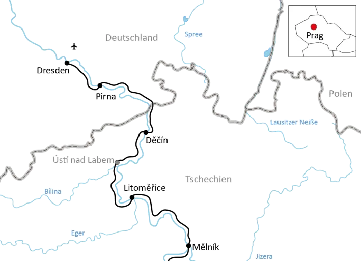 Radreise an der Elbe von Prag nach Dresden