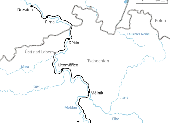 Radreise an der Elbe von Prag nach Dresden