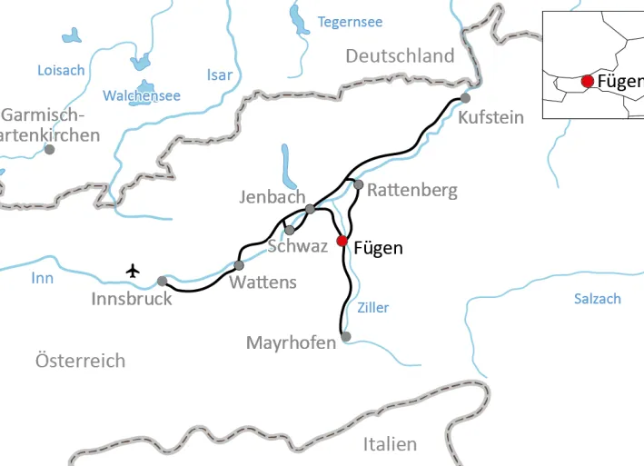 Karte zur Stern-Radtour im Zillertal