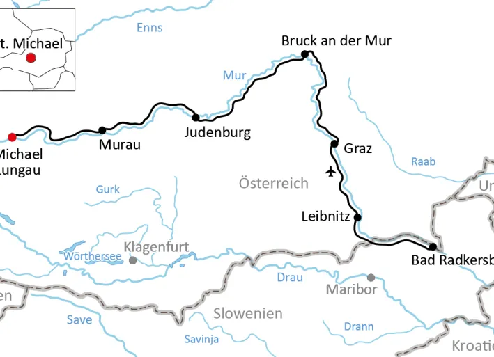Karte zum Mur-Radweg