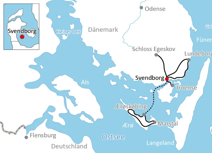 Karte zum Radurlaub in Dänemark
