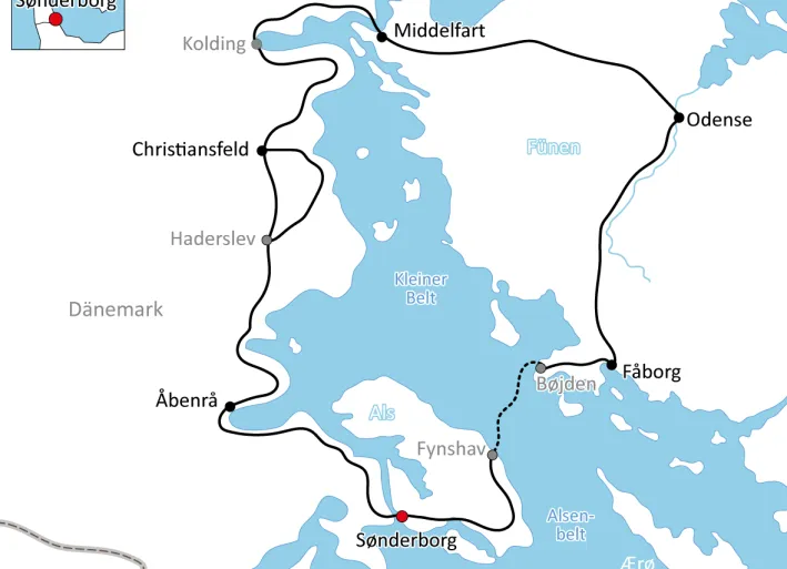Karte zur Radtour rund um den Kleinen Belt