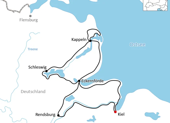 Karte zur Radtour an der Schlei