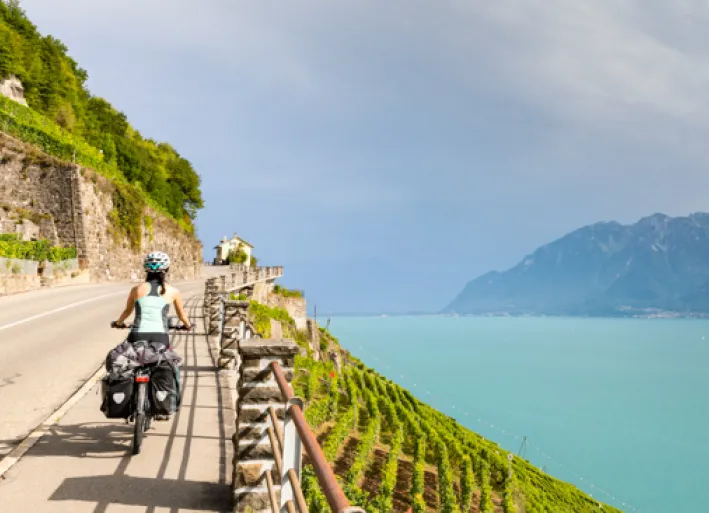 Rhone-Radweg, Radler am Genfer See