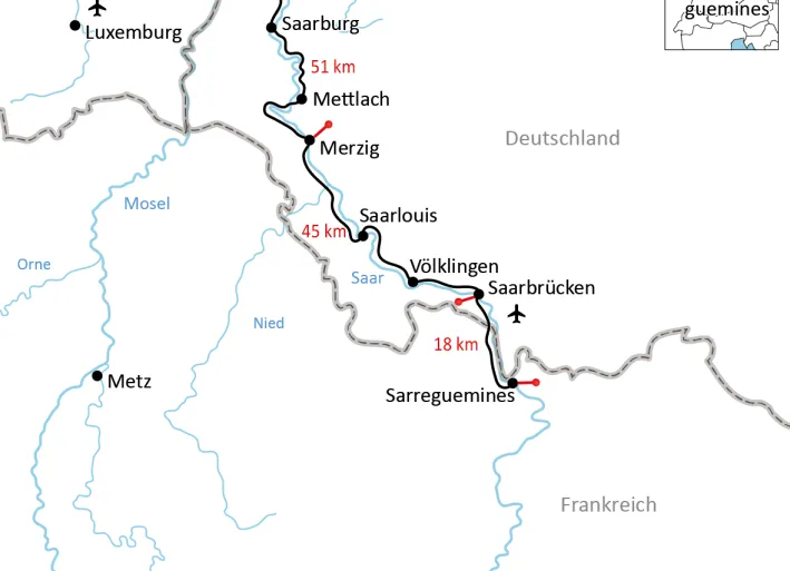 Übersichtskarte Saar-Radweg