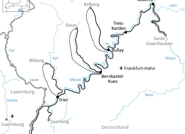 Karte zum großen Mosel-Radurlaub