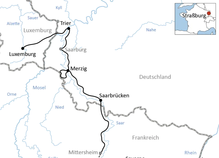 Saar-Radtour von Straßburg nach Luxemburg