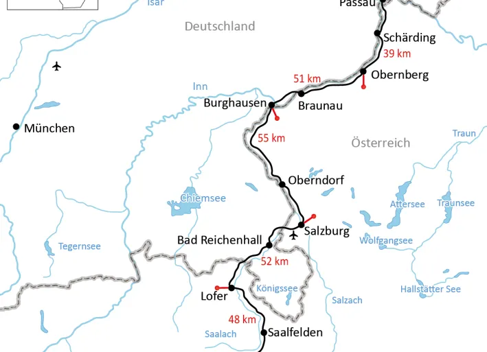 Übersichtskarte Tauern-Radweg