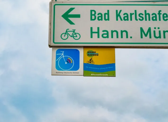 Wegweiser Weser-Radweg