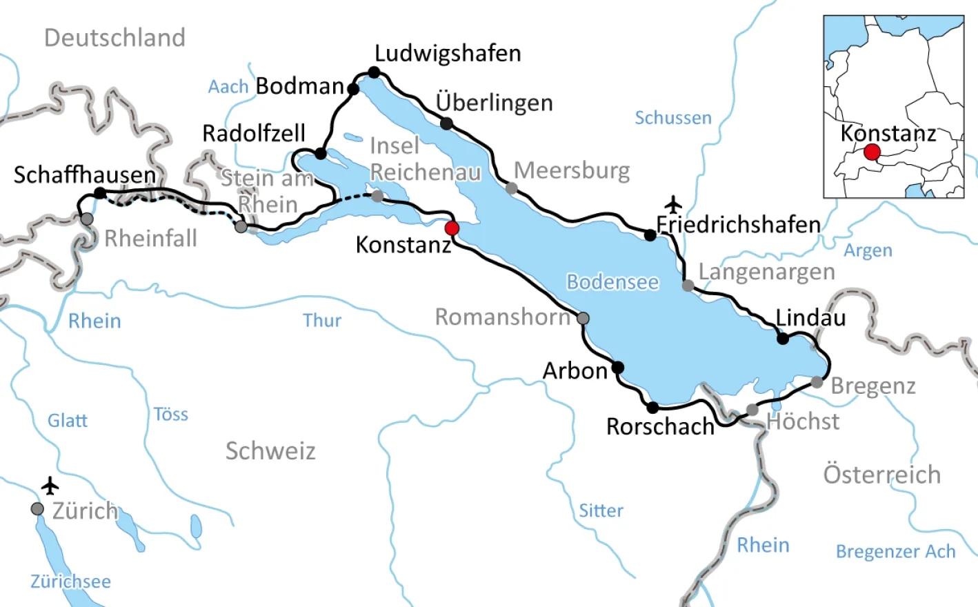 Bodensee-Radtour mit Ausflug zum Rheinfall
