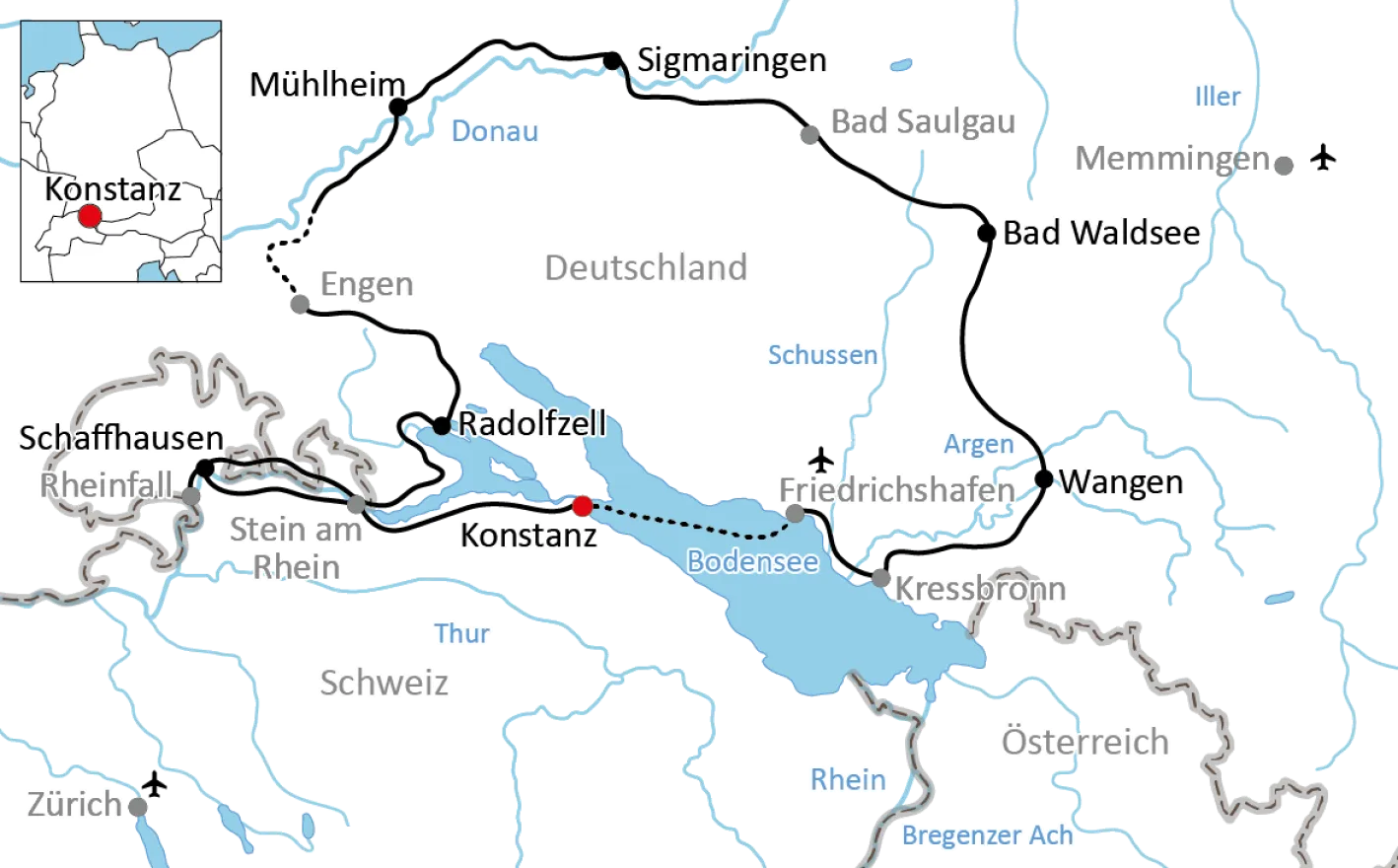 Vom Bodensee zur Donau und ins Allgäu mit dem Rad