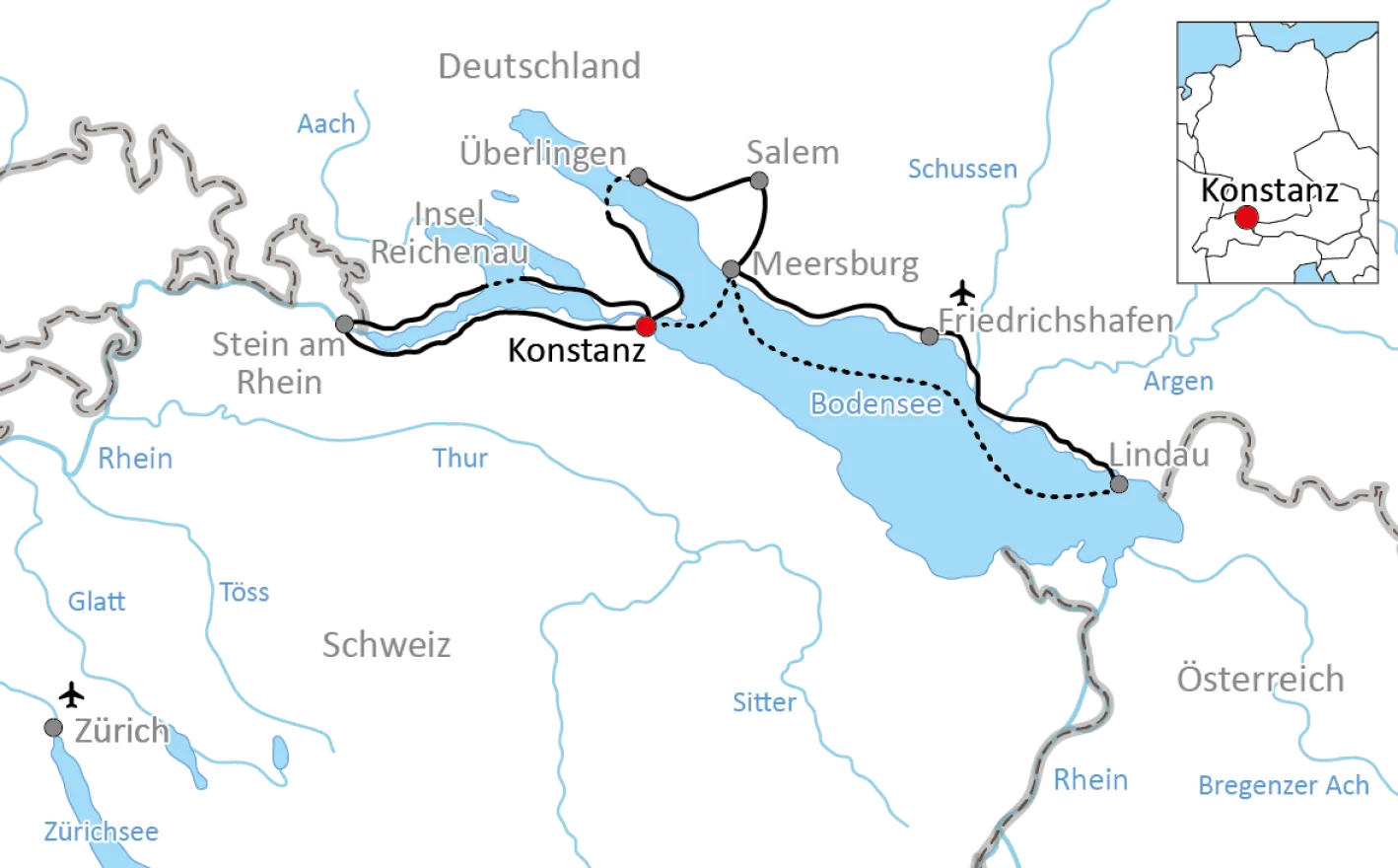 Stern-Radtouren ab Konstanz am Bodensee