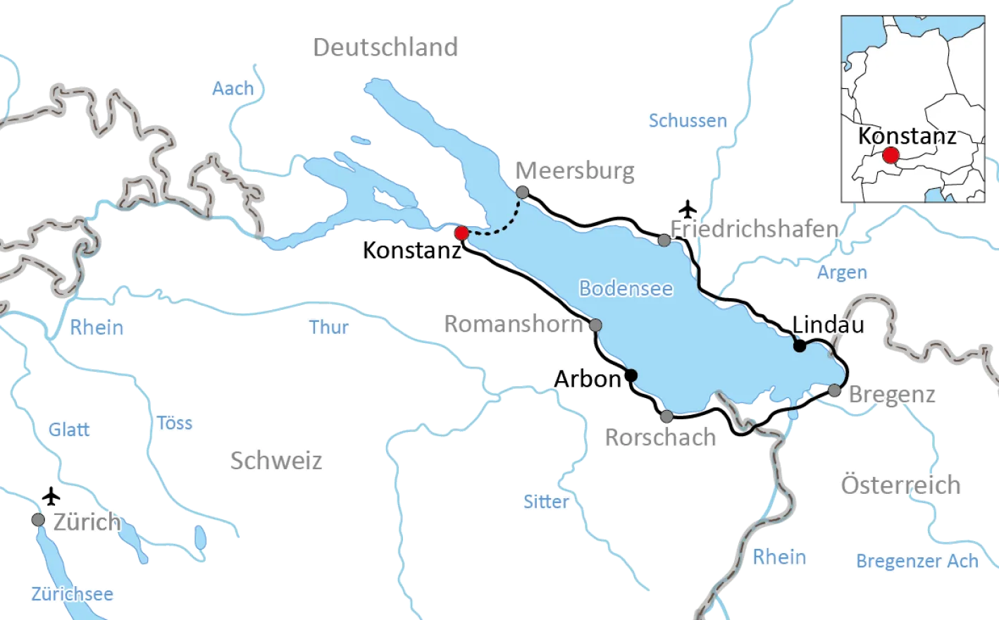 Kurze Fahrradtour um den Bodensee