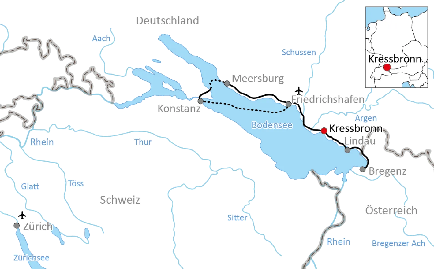 Radfahren und Segeln am Bodensee