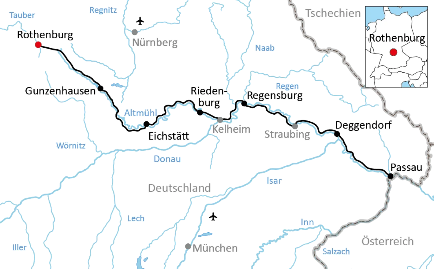 Sportliche Altmühl- und Donau-Radtour