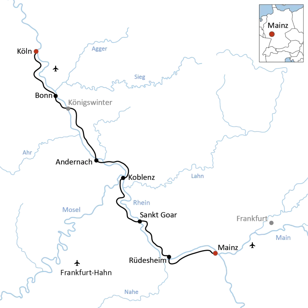 Rad und Schiff auf dem Rhein