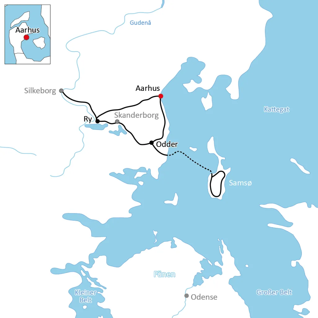 Karte zur Radtour in Jütland