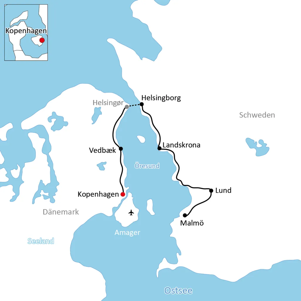 Karte zur Radtour am Öresund