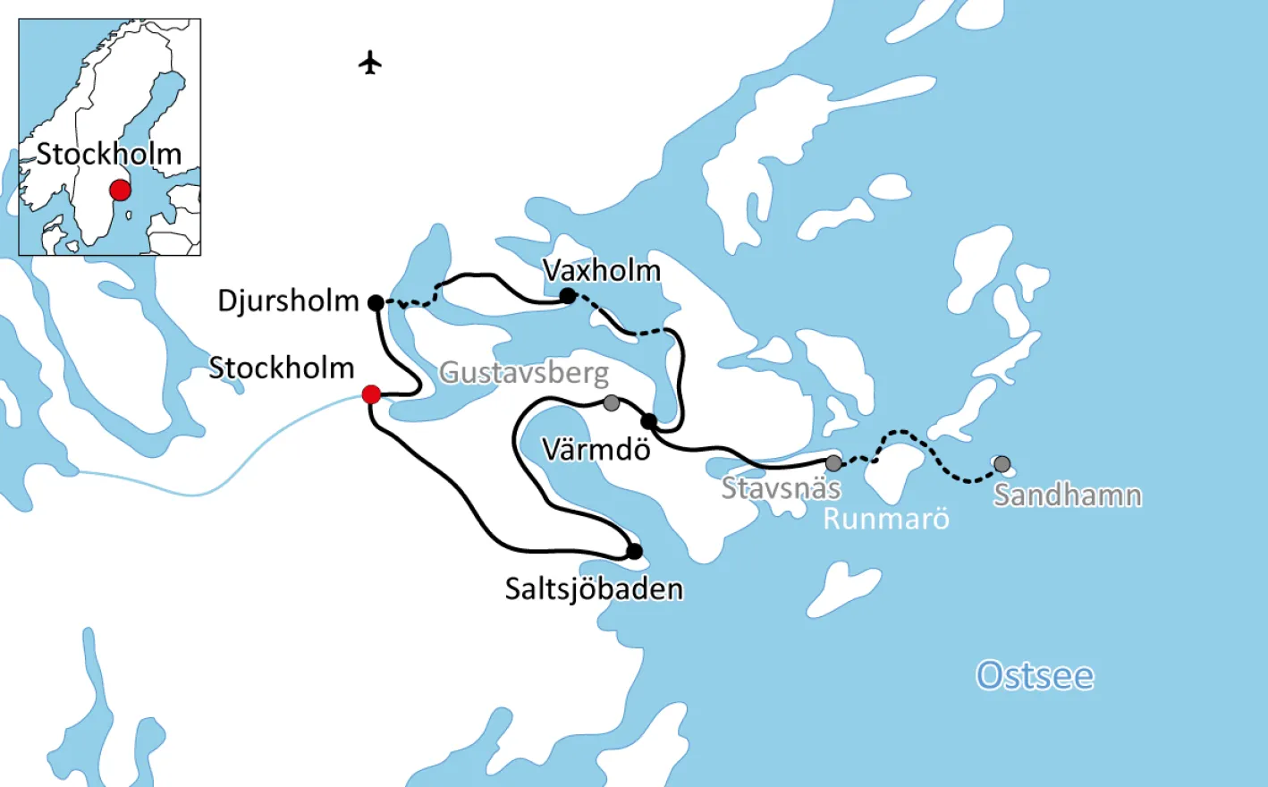 Karte zur Radtour durch den Schärengarten