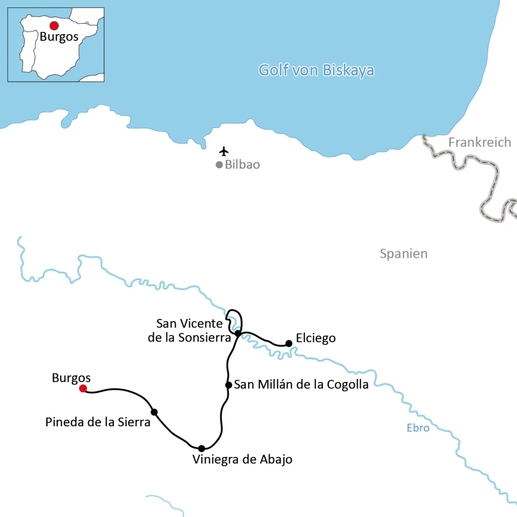 Karte zur Radtour durch La Rioja