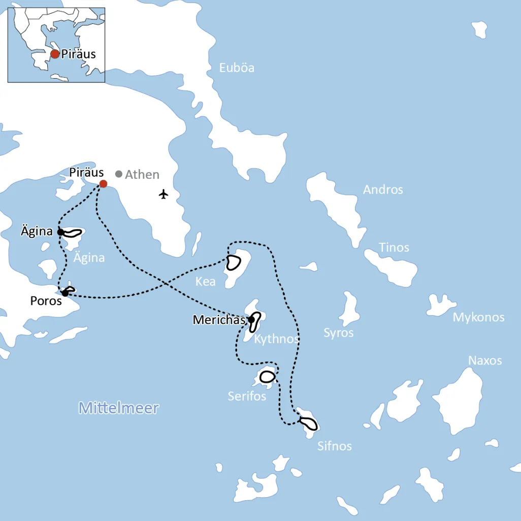 Rad und Schiff in Griechenland