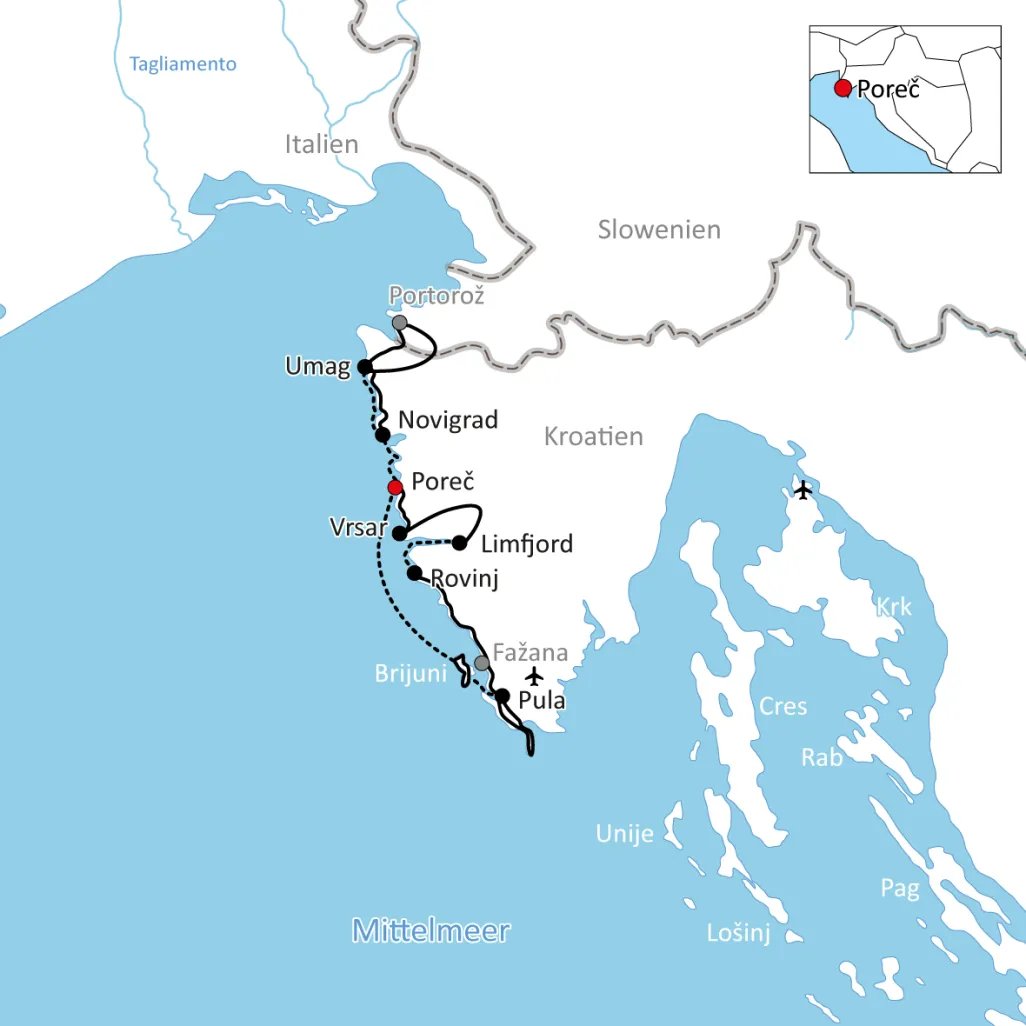 Karte zu Rad und Schiff in Istrien