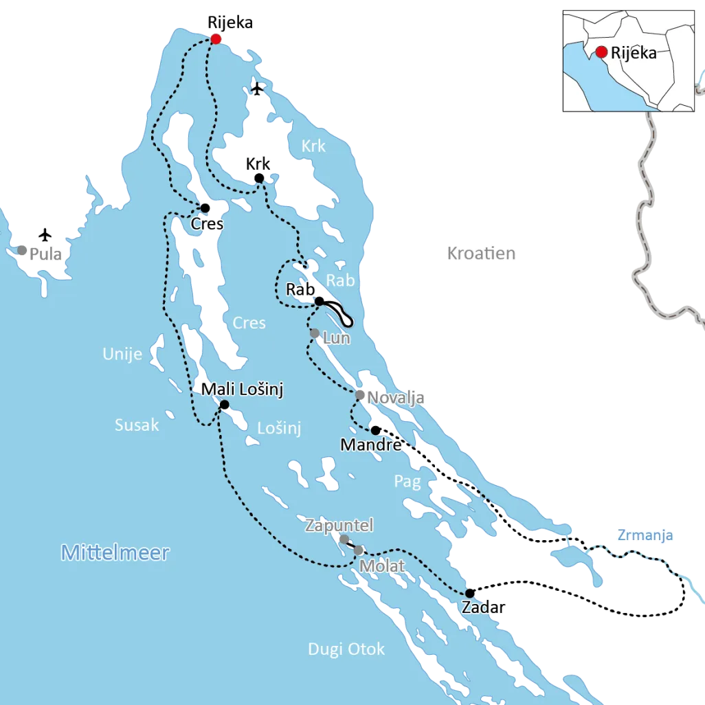 Bade-Kreuzfahrt in der Kvarner Bucht