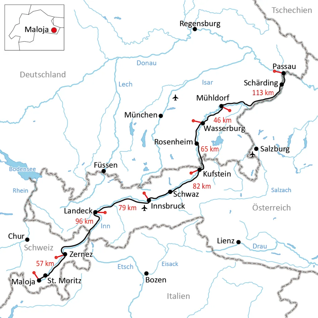 Inn-Radweg Übersichtskarte