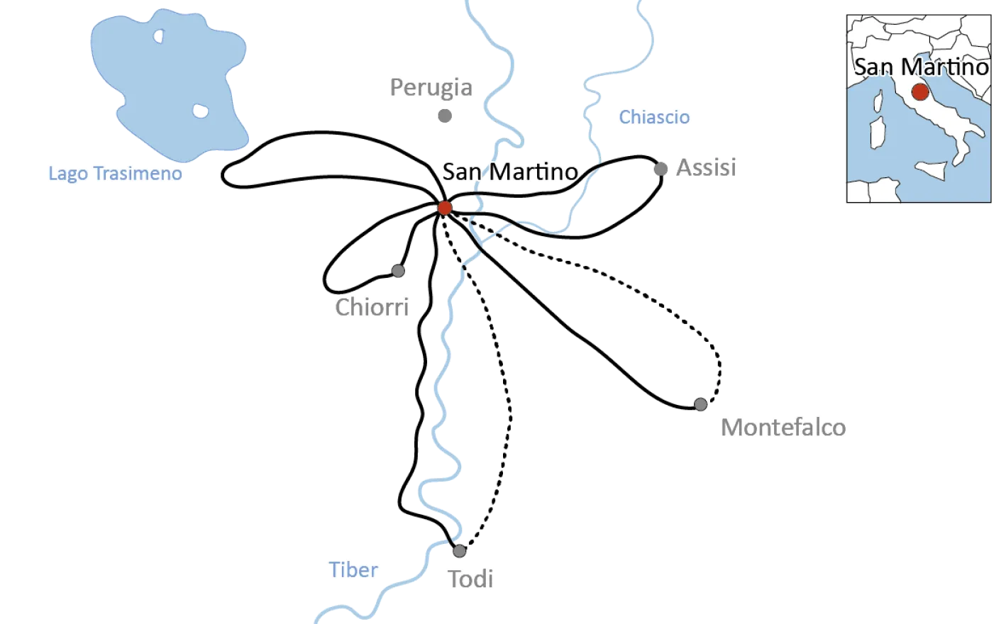 Stern-Radtour in Umbrien