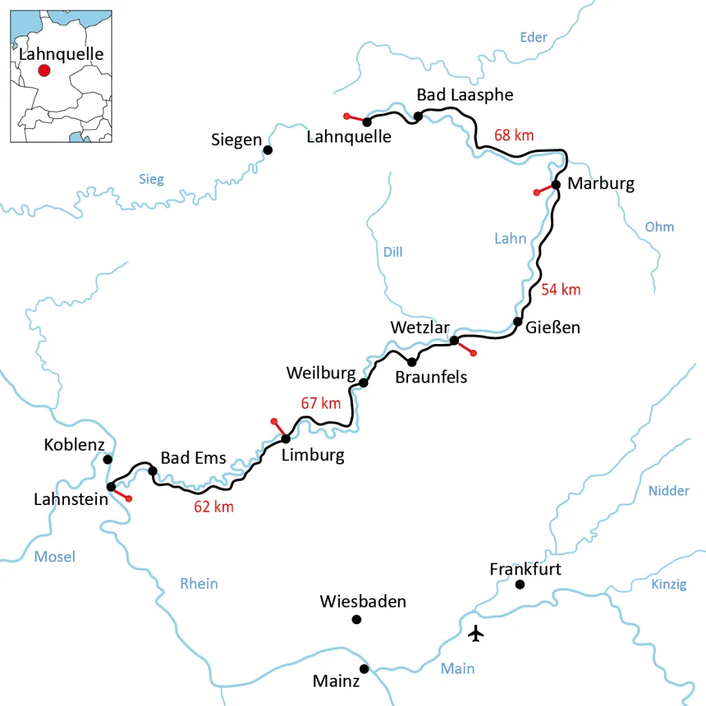 Übersichtskarte Lahn-Radweg