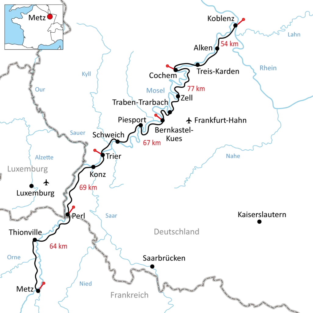 Übersichtskarte, Mosel-Radweg