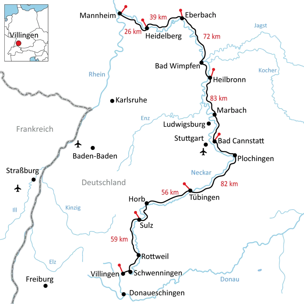 Karte Neckar-Radweg