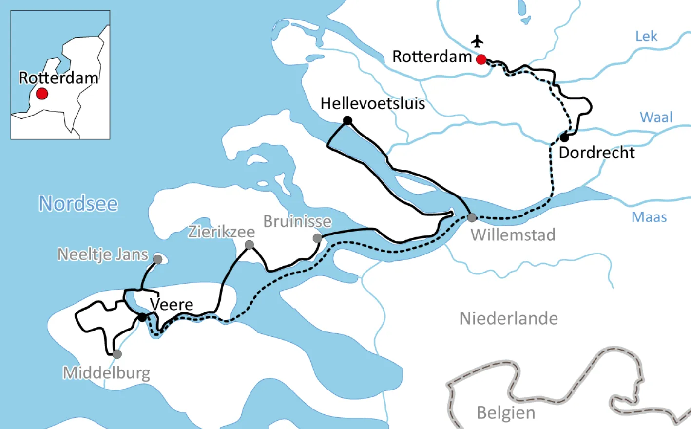 Karte zu Rad und Schiff in Zeeland