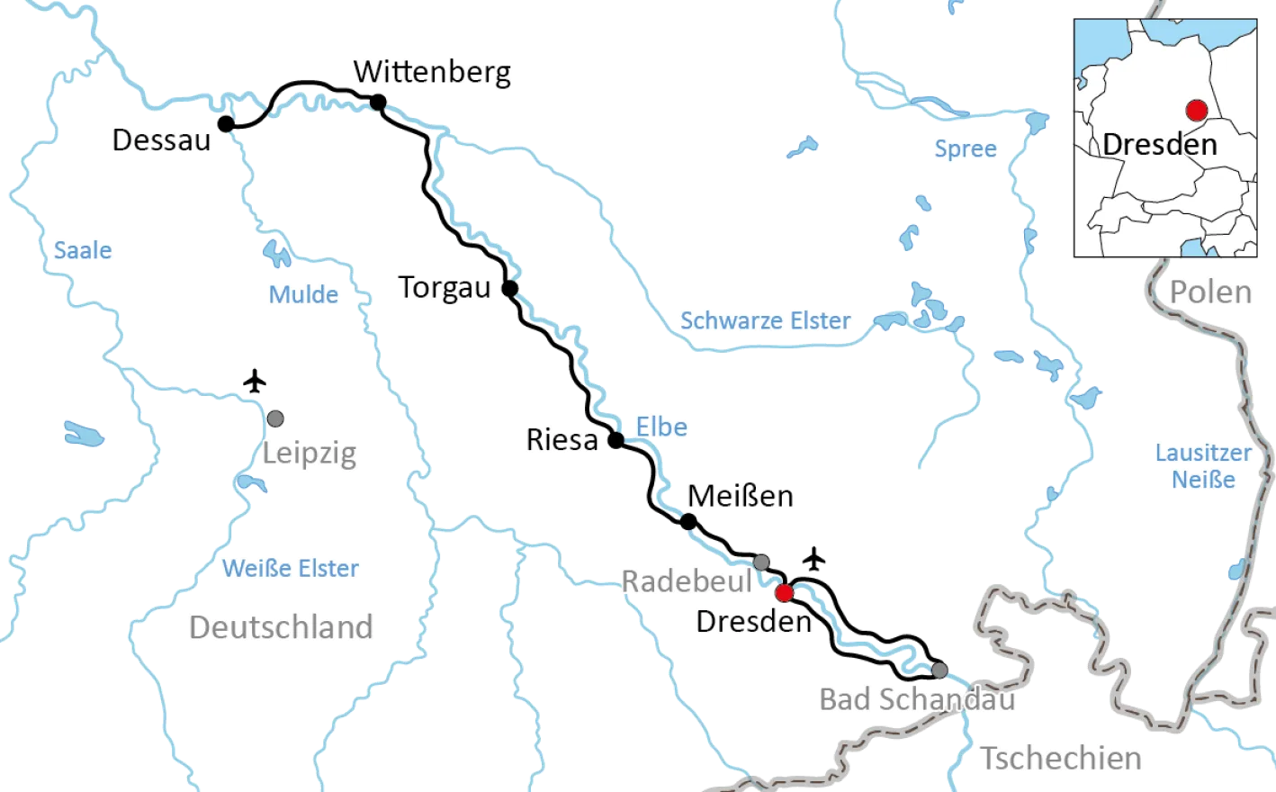 Elbe-Radtour von Dresden nach Dessau