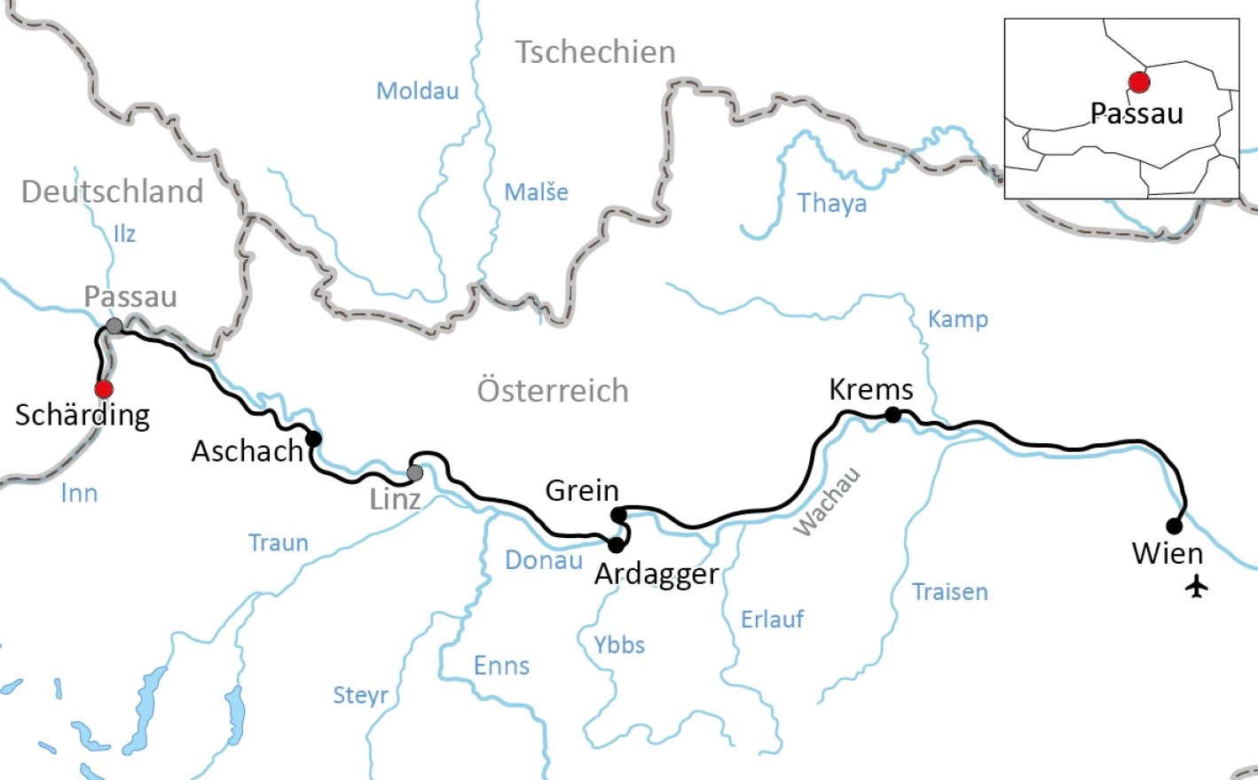 Sportliche Radtour an der österreichischen Donau