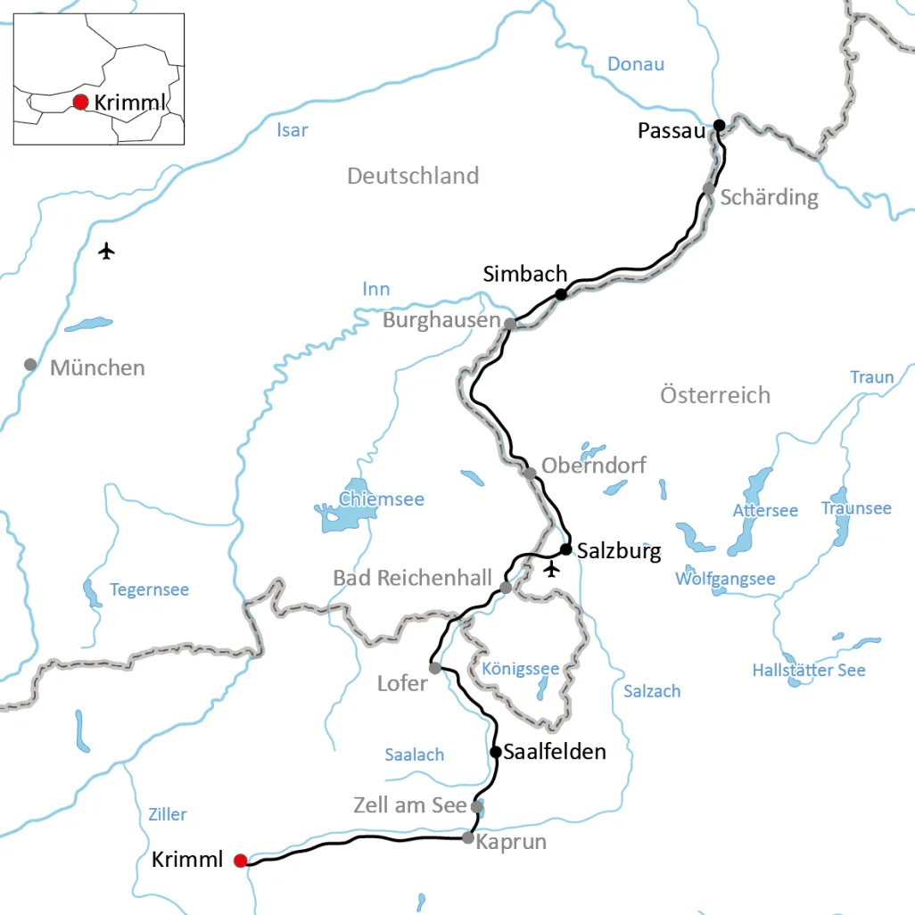 Radtour von Krimml nach Passau für Sportliche