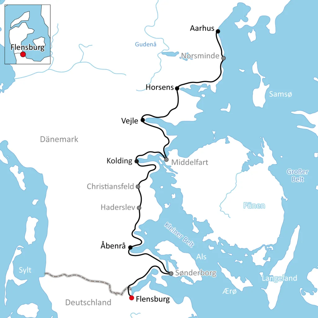 Karte zur Radtour an der dänischen Ostsee