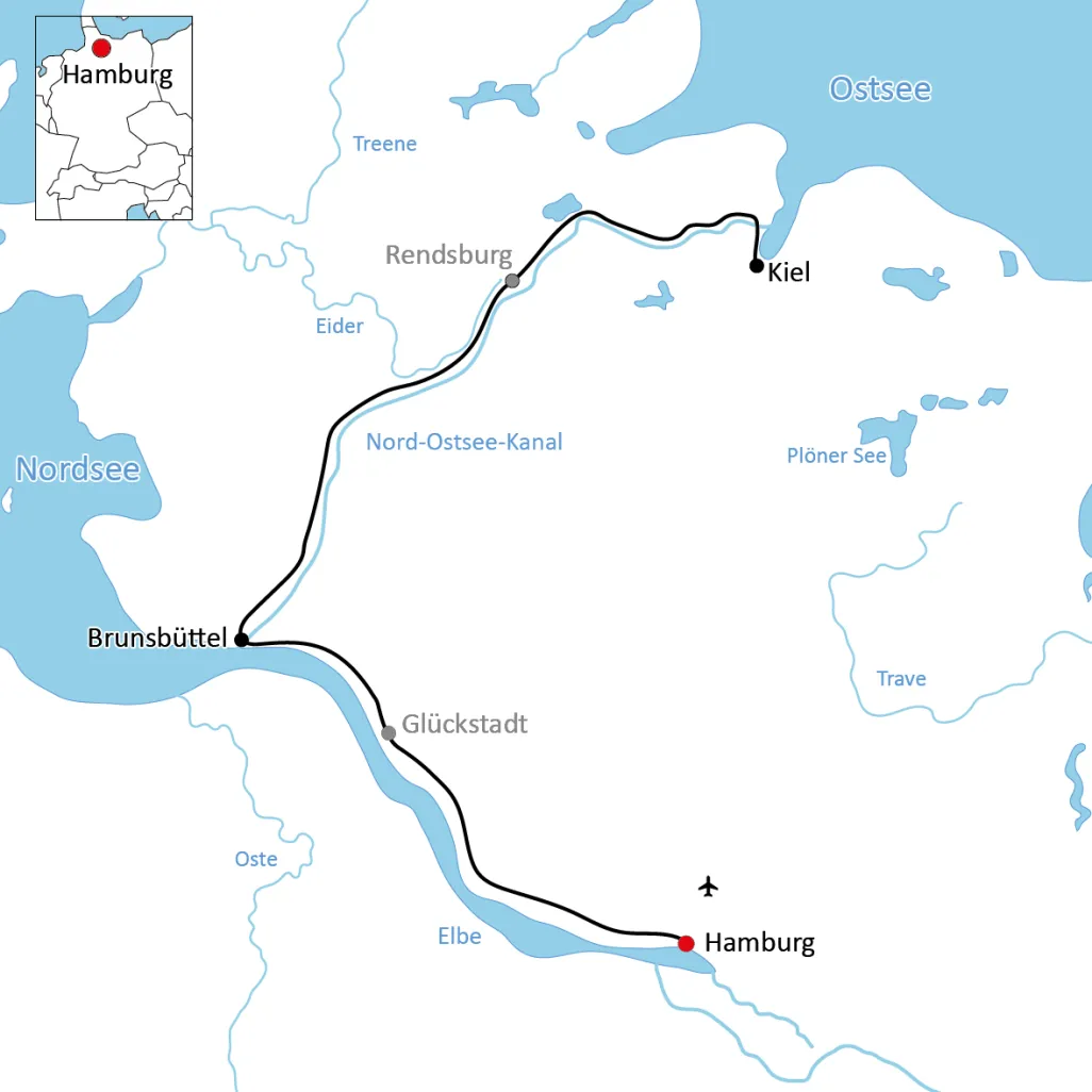 Karte zur Radtour am Nord-Ostsee-Kanal