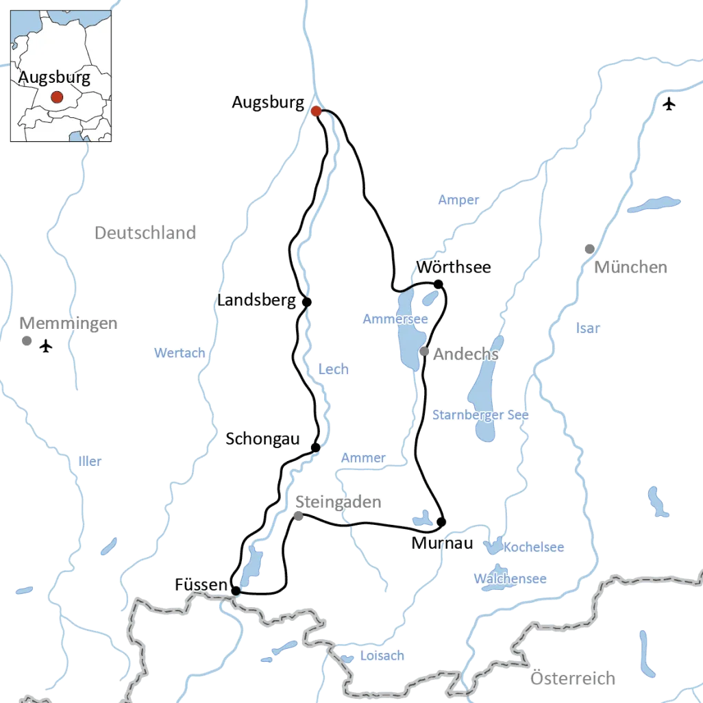 Radtour von Augsburg zum Schloss Neuschwanstein