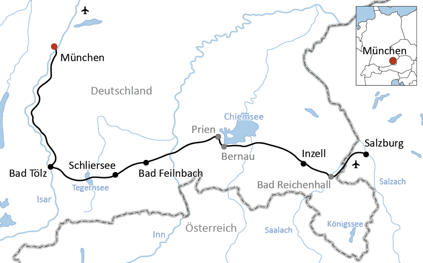 Radreise von München nach Salzburg