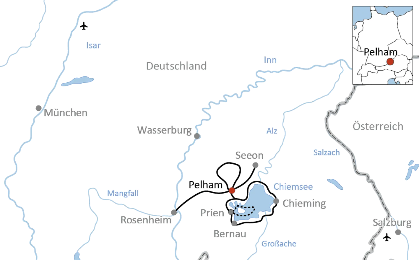 Karte Radurlaub am Chiemsee